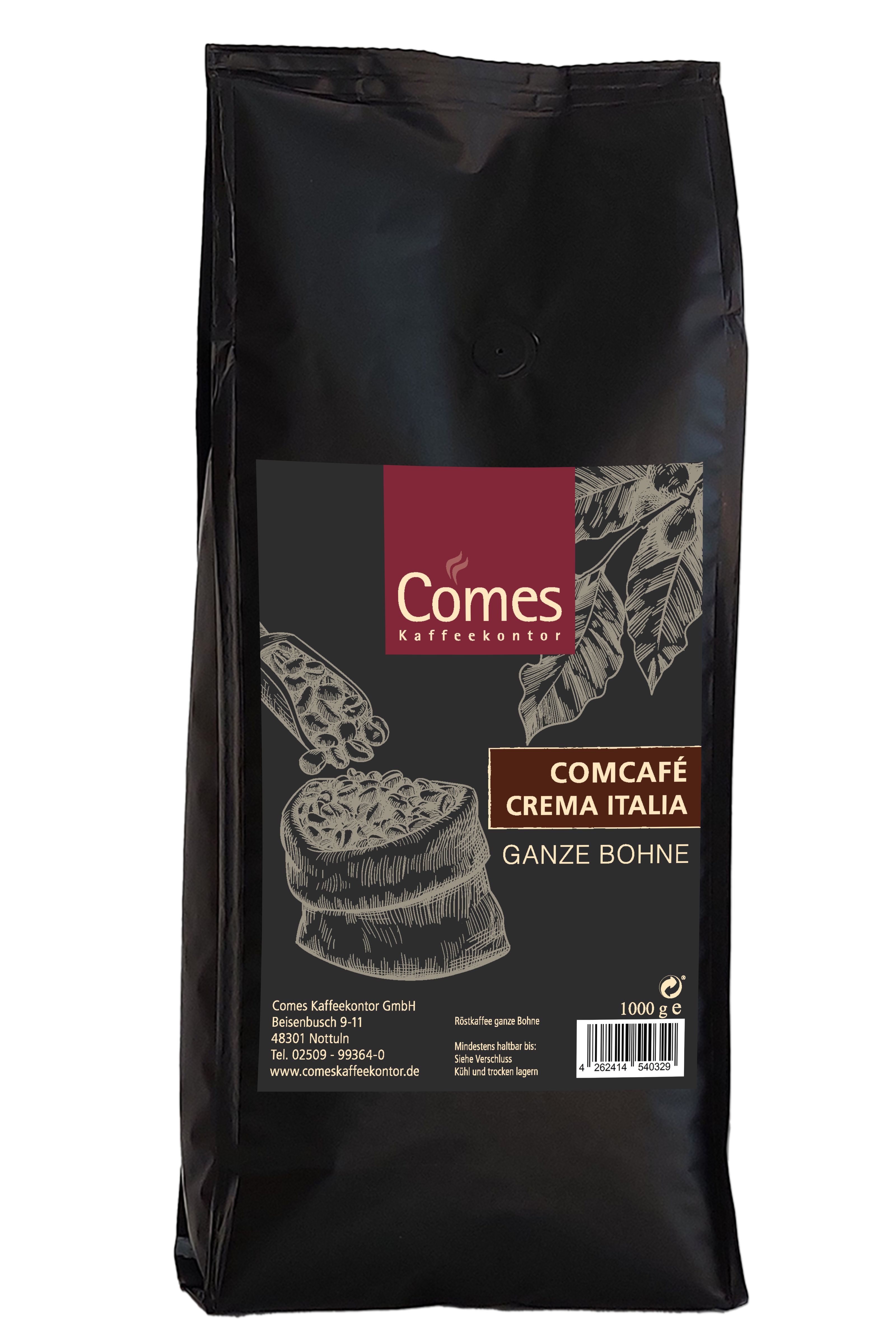 Comcafé Crema Italia Ganze Bohne Comes Kaffeekontor