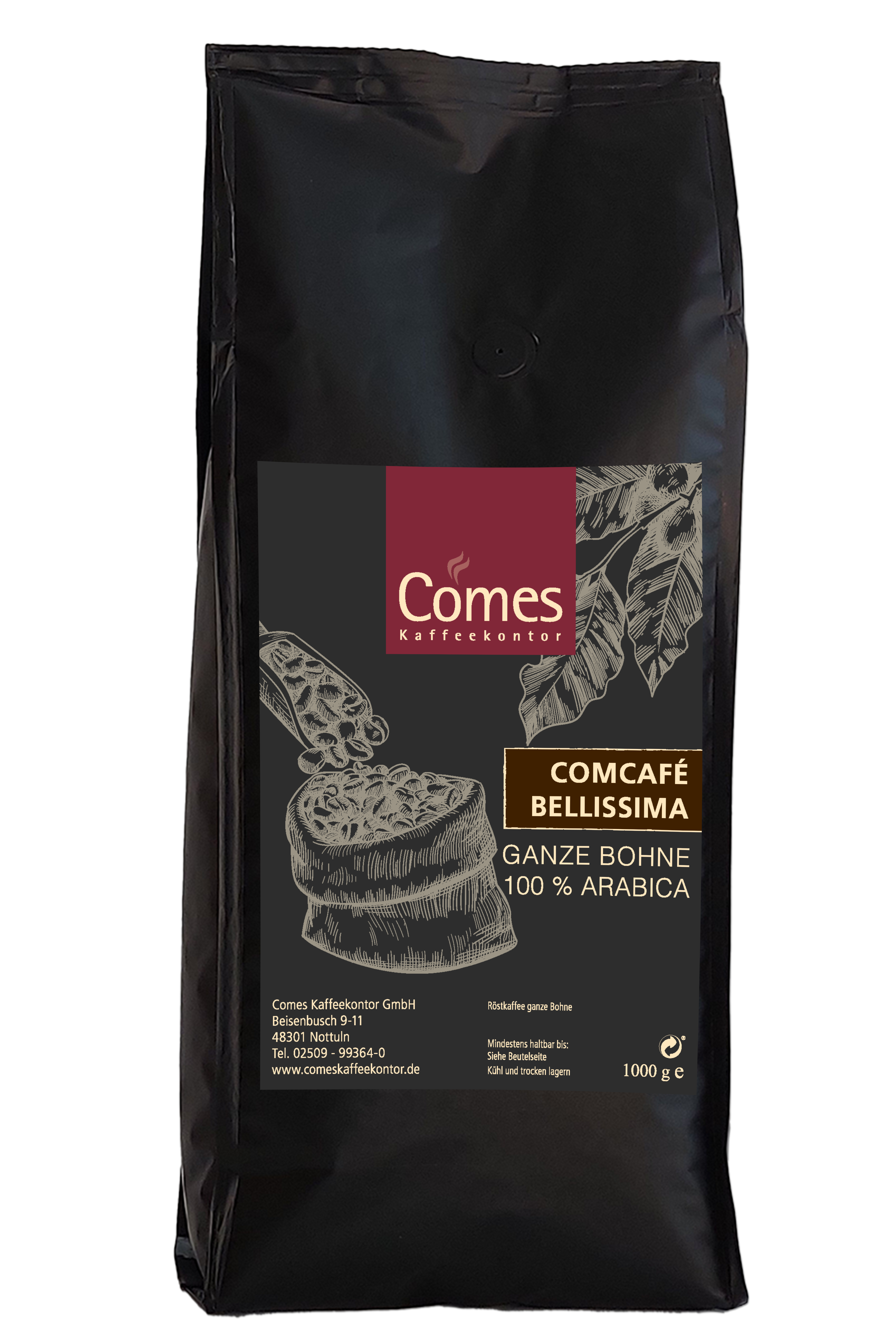 Comcafé Crema Bellissima Ganze Bohne Comes Kaffeekontor
